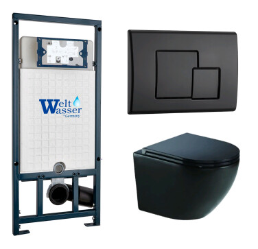 Унитаз с инсталляцией WeltWasser MARBERG 507 + MERZBACH 043 GL-BL + MAR 507 SE MT-BL