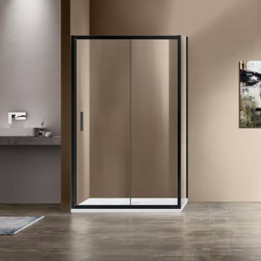 Vincea Garda VSR-1G9012CLB, 1200x900, черный, стекло прозрачное без поддона