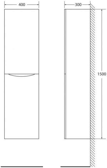 BelBagno Fly 40x150 FLY-MARINO-1500-2A-SC-PT-P-L левый