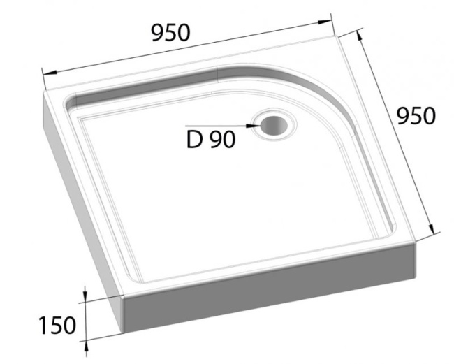 BelBagno TRAY-BB-A-95-15-W