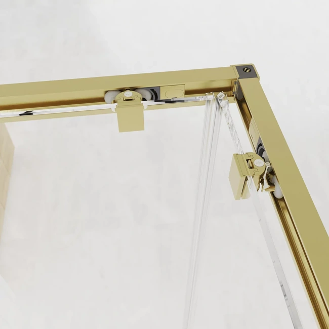 Veconi Evo 300 G, 800х800x1950, золото брашинг, прозрачное стекло