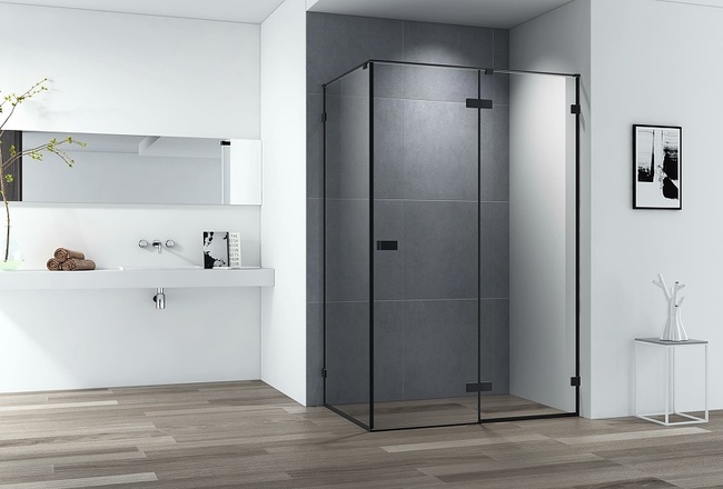 Cezares Bellagio 120x100 BELLAGIO-AH-1-120/100-C-NERO профиль Черный матовый стекло прозрачное без поддона