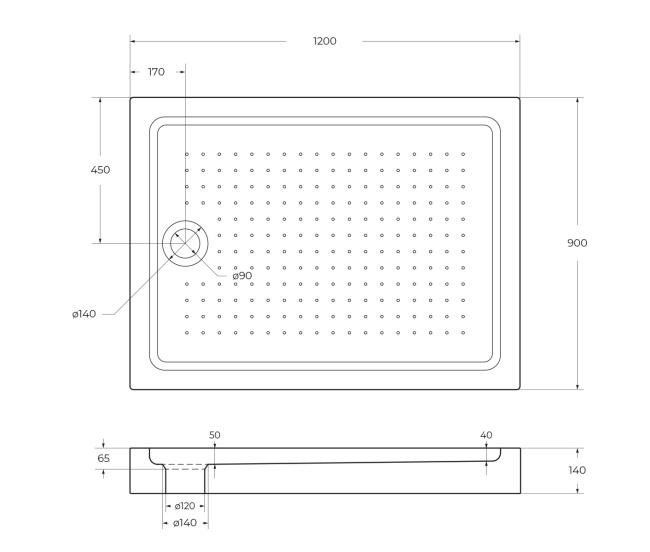 BelBagno TRAY-BB-AH-120/90-15-W