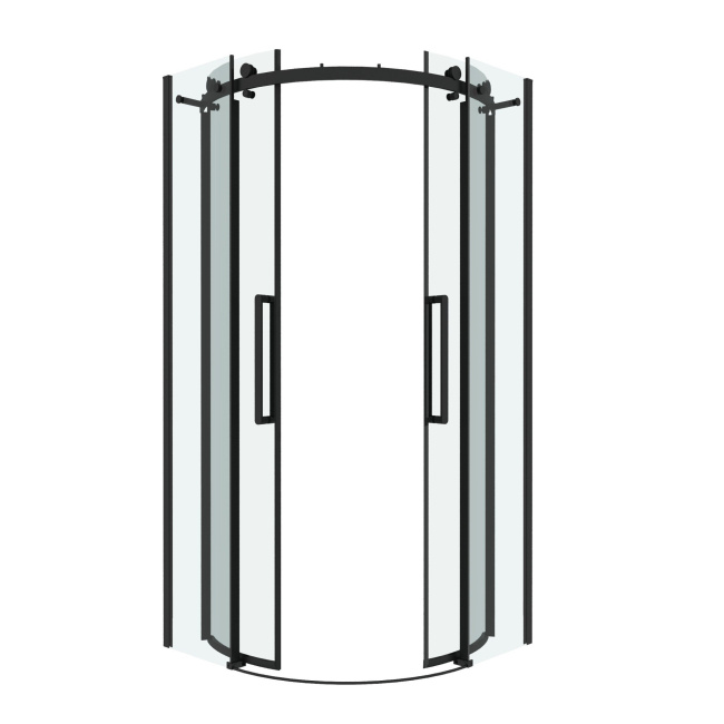 Grossman 301.K33.04.9090.21.00 Classic (90*90*195) полукруг,раздвижн,черн.матов,стекло прозрач без поддона