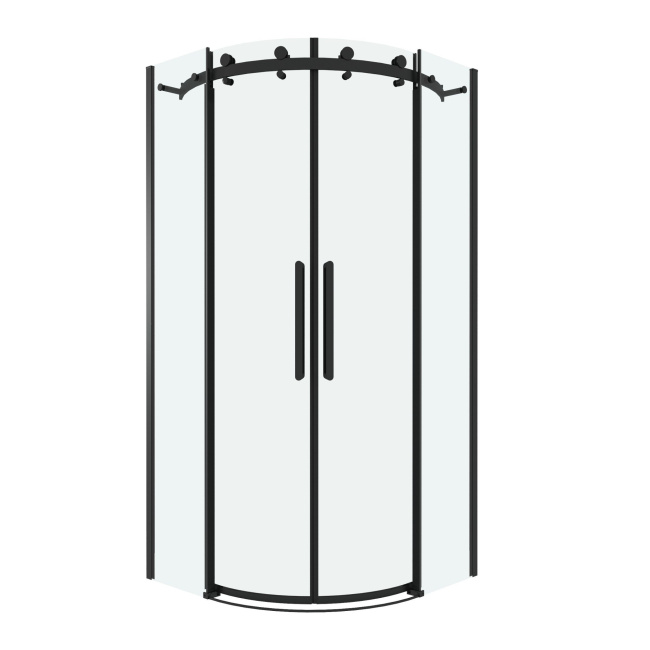 Grossman 301.K33.04.9090.21.00 Classic (90*90*195) полукруг,раздвижн,черн.матов,стекло прозрач без поддона