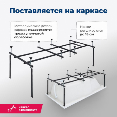 Aquanet Vega 190x100 (с каркасом)