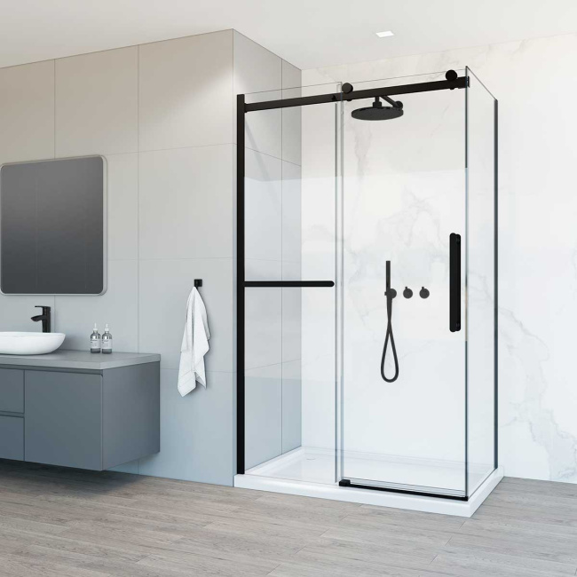 Vincea Como Soft VSR-1CS8012CLB, 1200*800, черный, стекло прозрачное