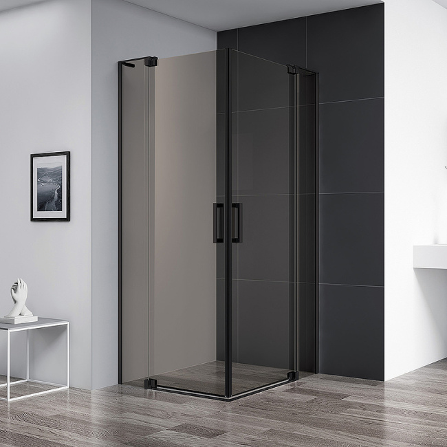 Cezares Slider 110x80 SLIDER-AH-2-70/80-100/110-BR-NERO профиль Черный матовый стекло бронзовое без поддона