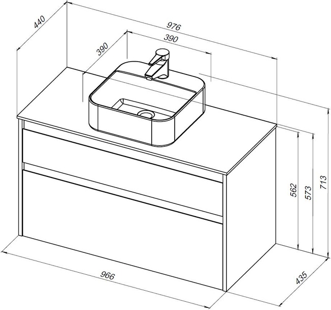 Aquanet Nova Lite 100 2 ящ. бел. глянец без раковины