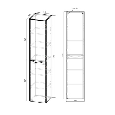 Vincea Paola VSC-2P170GW-R подвесной, 1700*350*350, G.White, правый