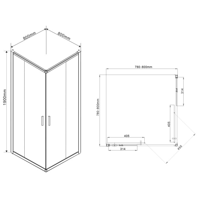 Vincea Garda VSS-1G800CL, 800x800, хром, стекло прозрачное без поддона