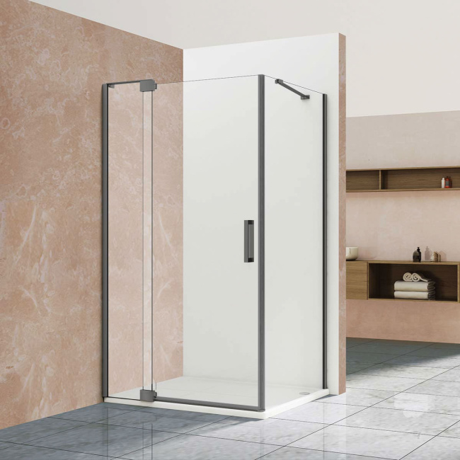 Vincea Extra VSR-1E809090CLGM 800/900*900, вороненая сталь, стекло прозрачное без поддона