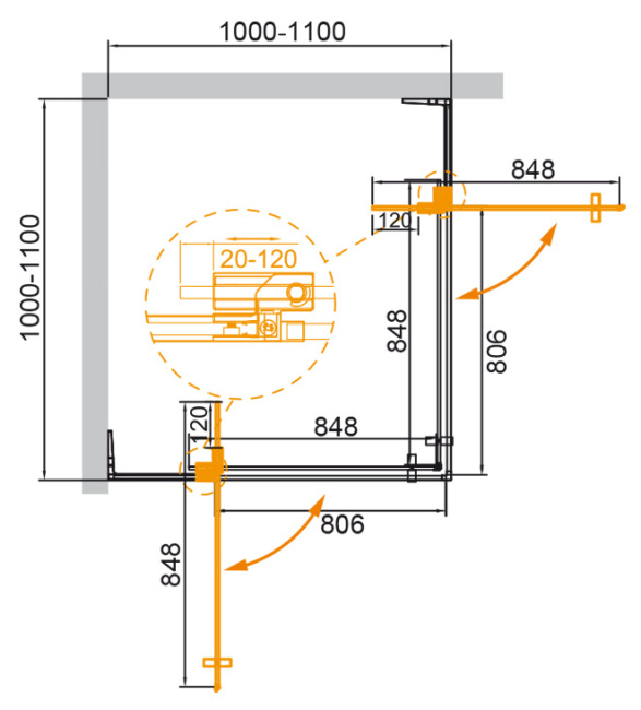 CEZARES SLIDER-A-2-100/110-BR-BORO без поддона