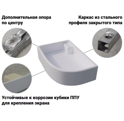 SanDav ПД18 120х80 1/4 круга, средний с сиденьем, левый (Щ0000038231)