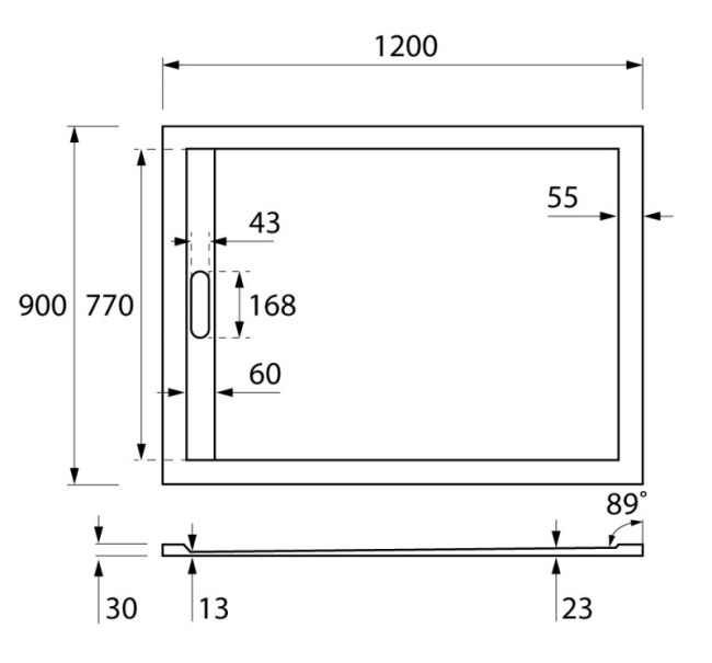CEZARES TRAY-AS-AH-120/90-30-NERO