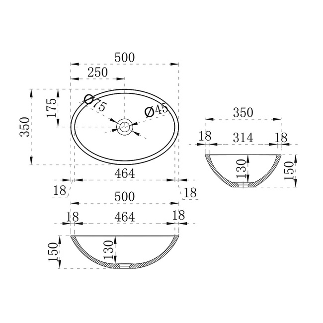 Vincea VBS-6T11B, 500*350*150, накладная, цвет черный