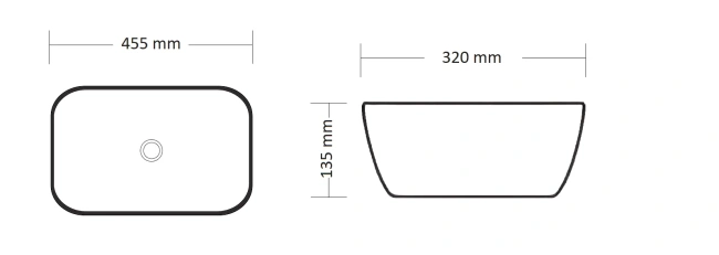 Ceruttispa CR8215MMB накладная, мрамор матовый черный, прямоугольная 455х320х135
