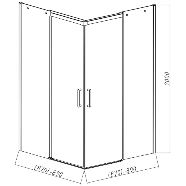 Vincea Dice 90x90 VSS-4D900CL профиль Хром стекло прозрачное без поддона