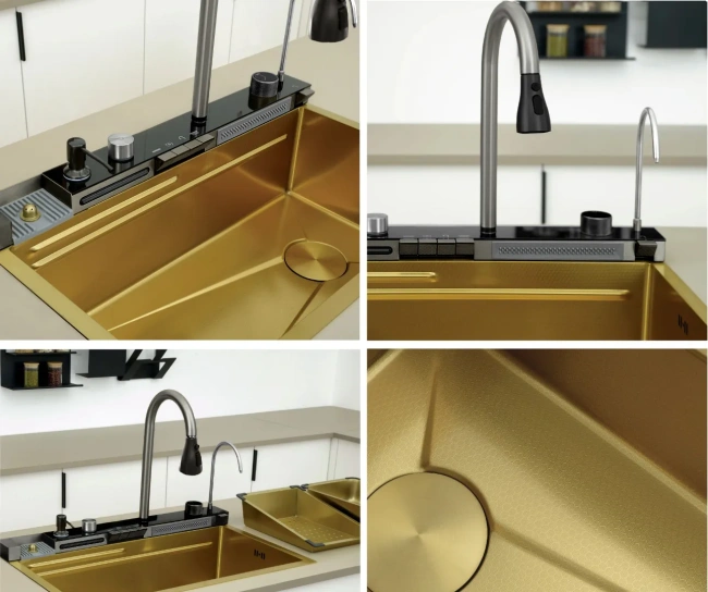 Ceruttispa GLORIA Nano Gold (золото) кухонная, многофункциональная, из нержавеющей стали, (750х460х230)
